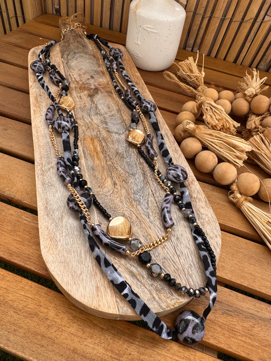 COLLIER SAUTOIR GRIS