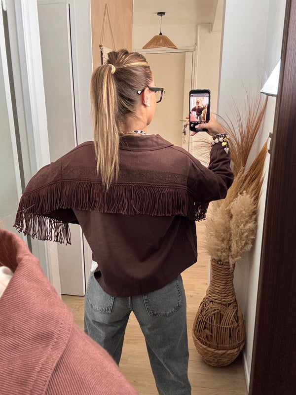 VESTE À FRANGES CHOCO