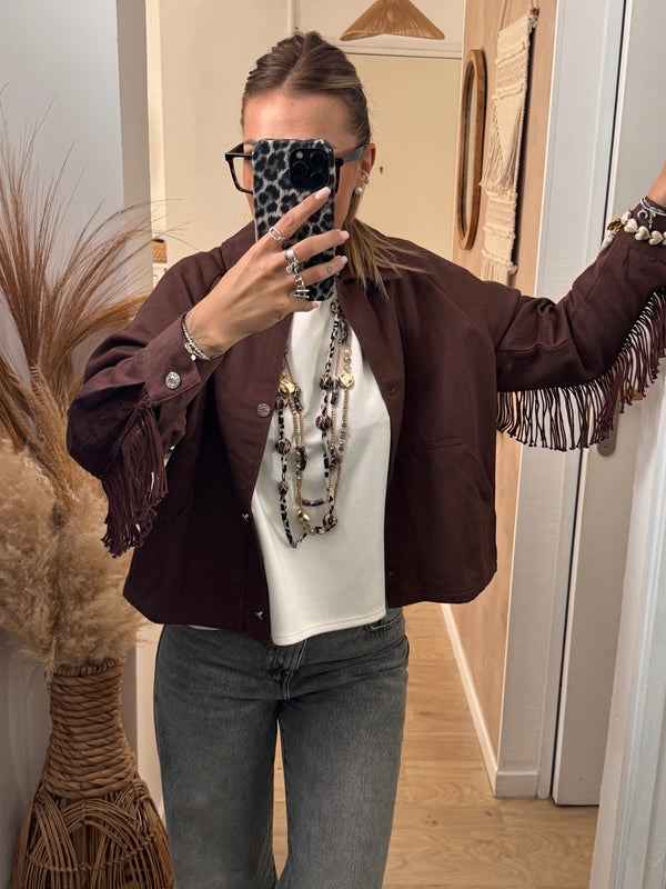 VESTE À FRANGES CHOCO