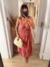 Robe longue I Flora vieux rose