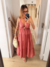 Robe longue I Flora vieux rose