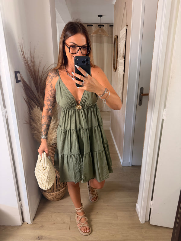 Robe courte I Flora kaki
