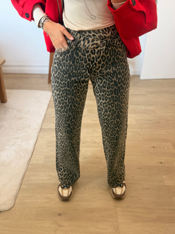 Jeans wide leg "Léopard"