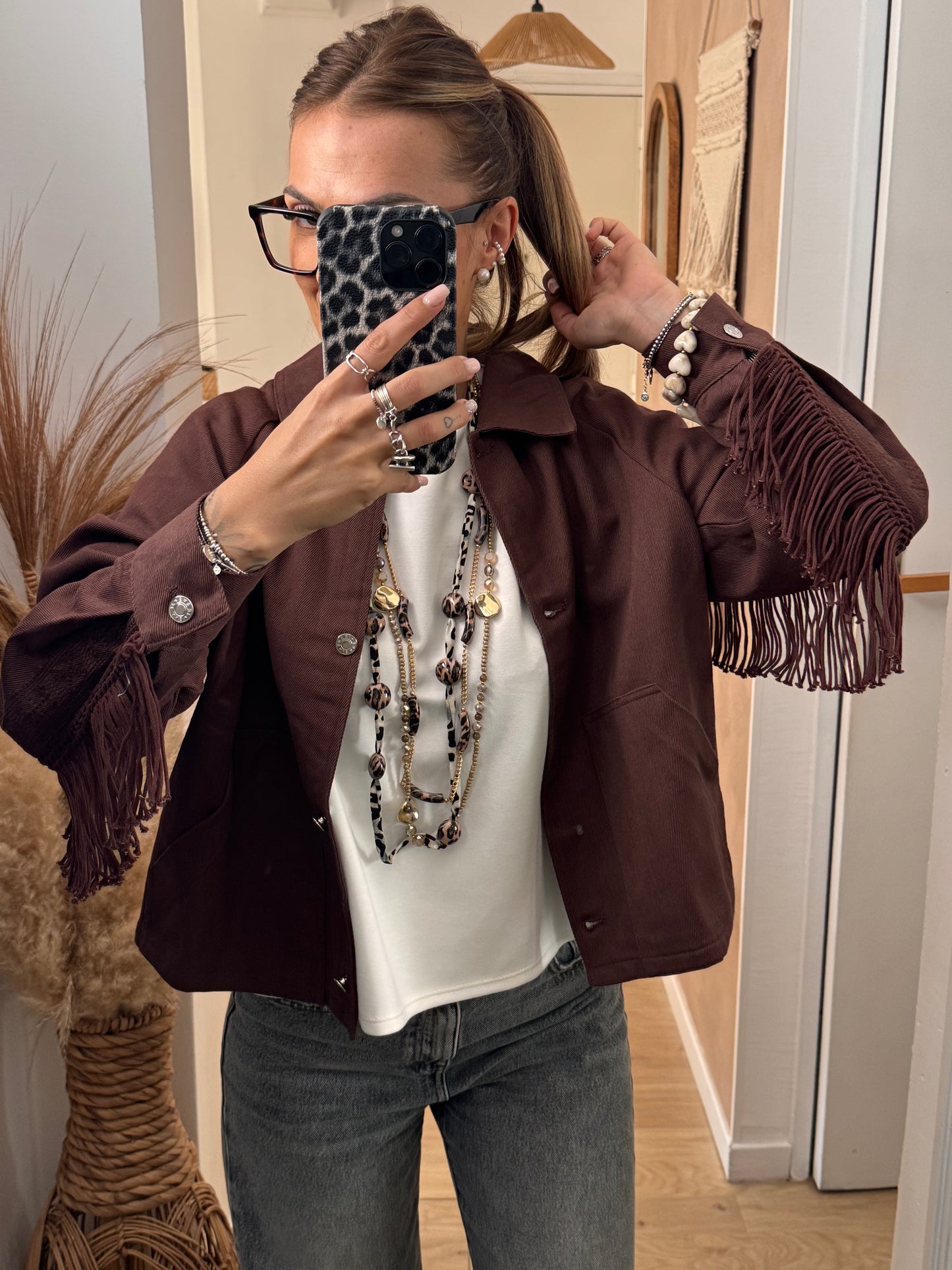 VESTE À FRANGES CHOCO
