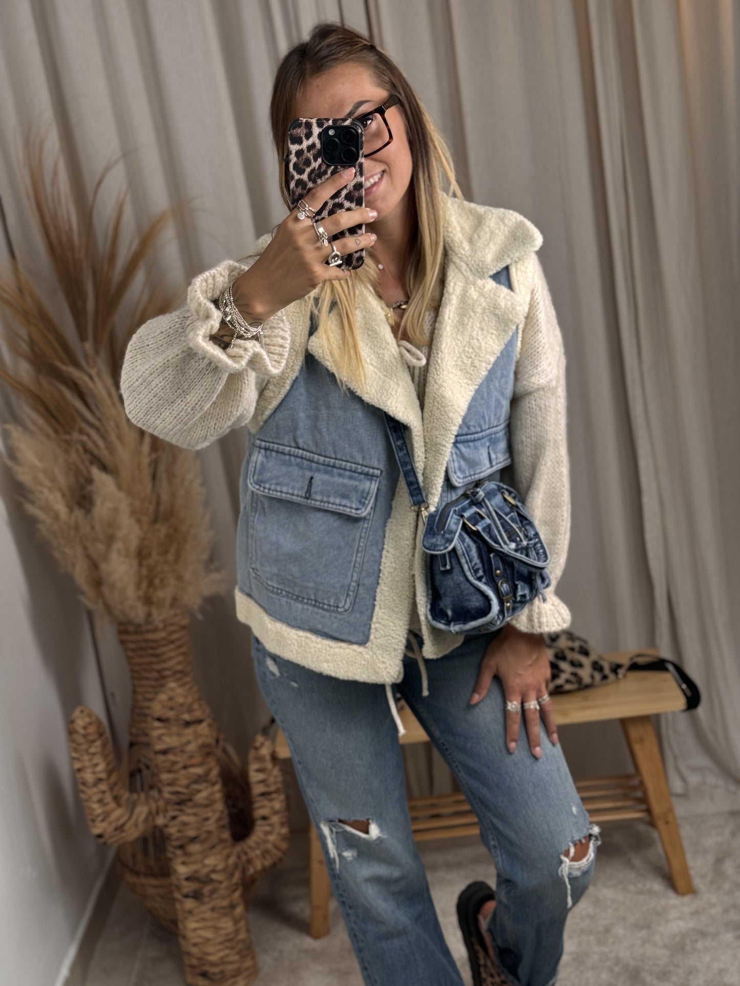 VESTE SANS MANCHES TEDDY JEANS