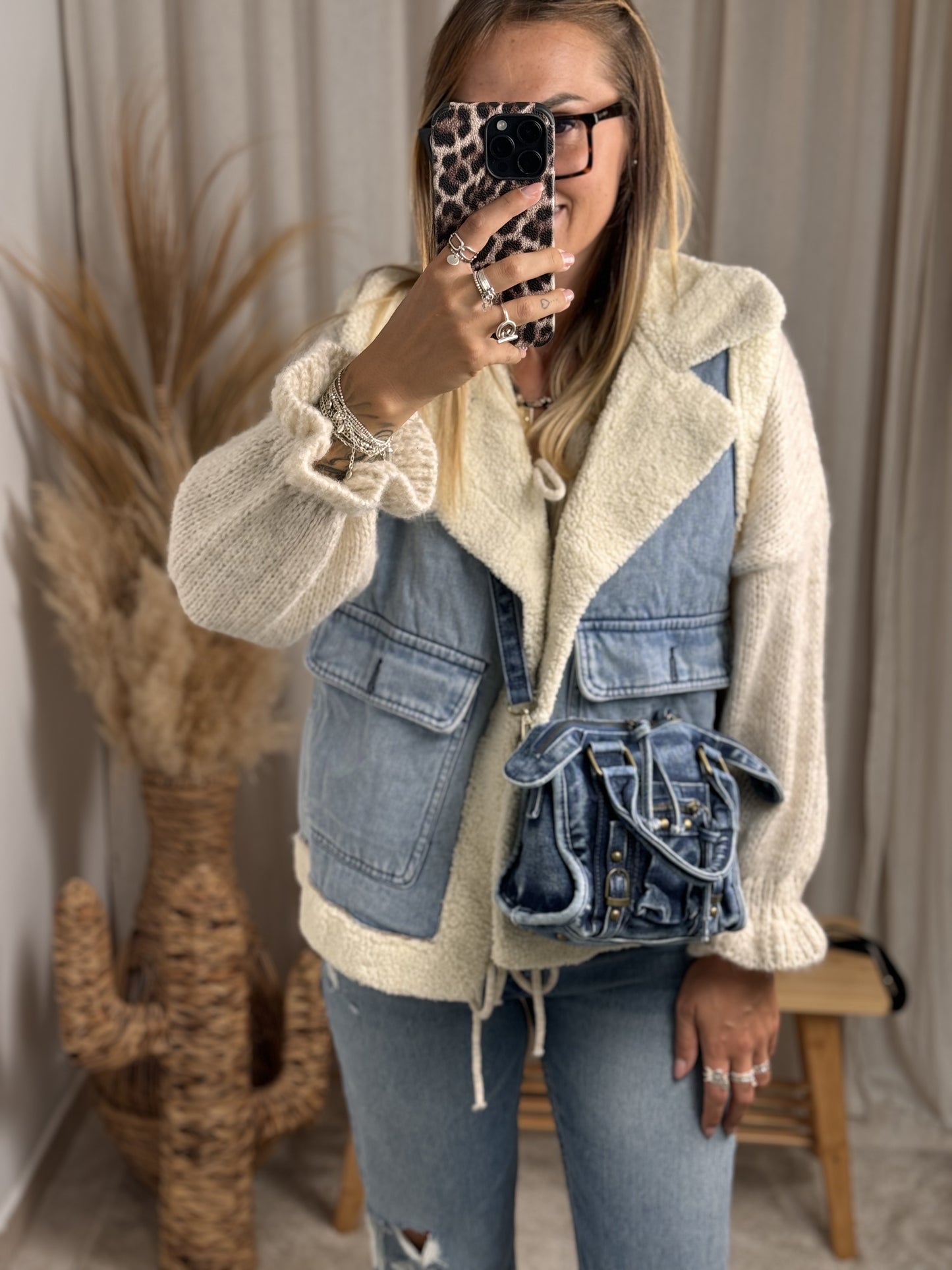 VESTE SANS MANCHES TEDDY JEANS