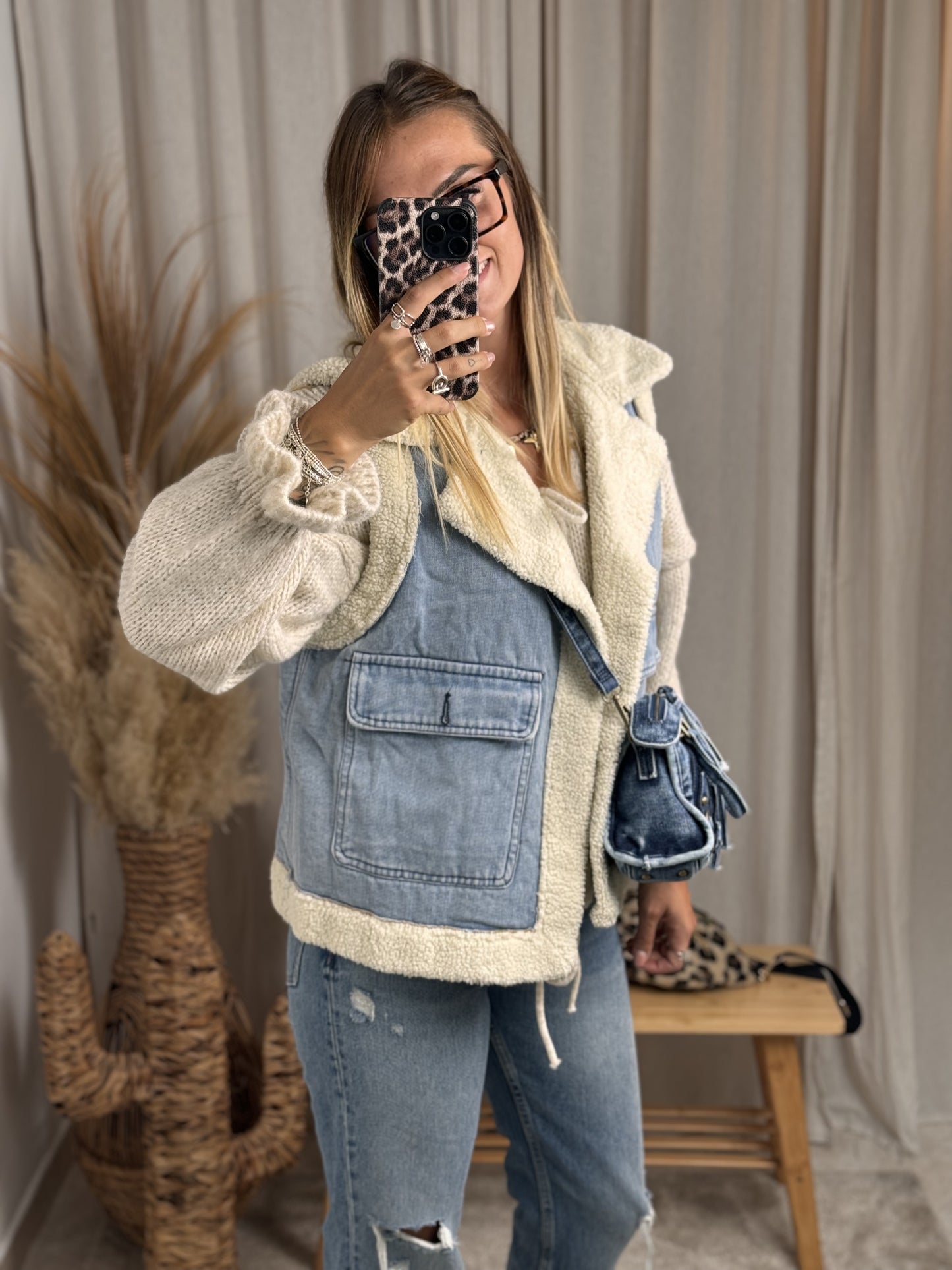 VESTE SANS MANCHES TEDDY JEANS