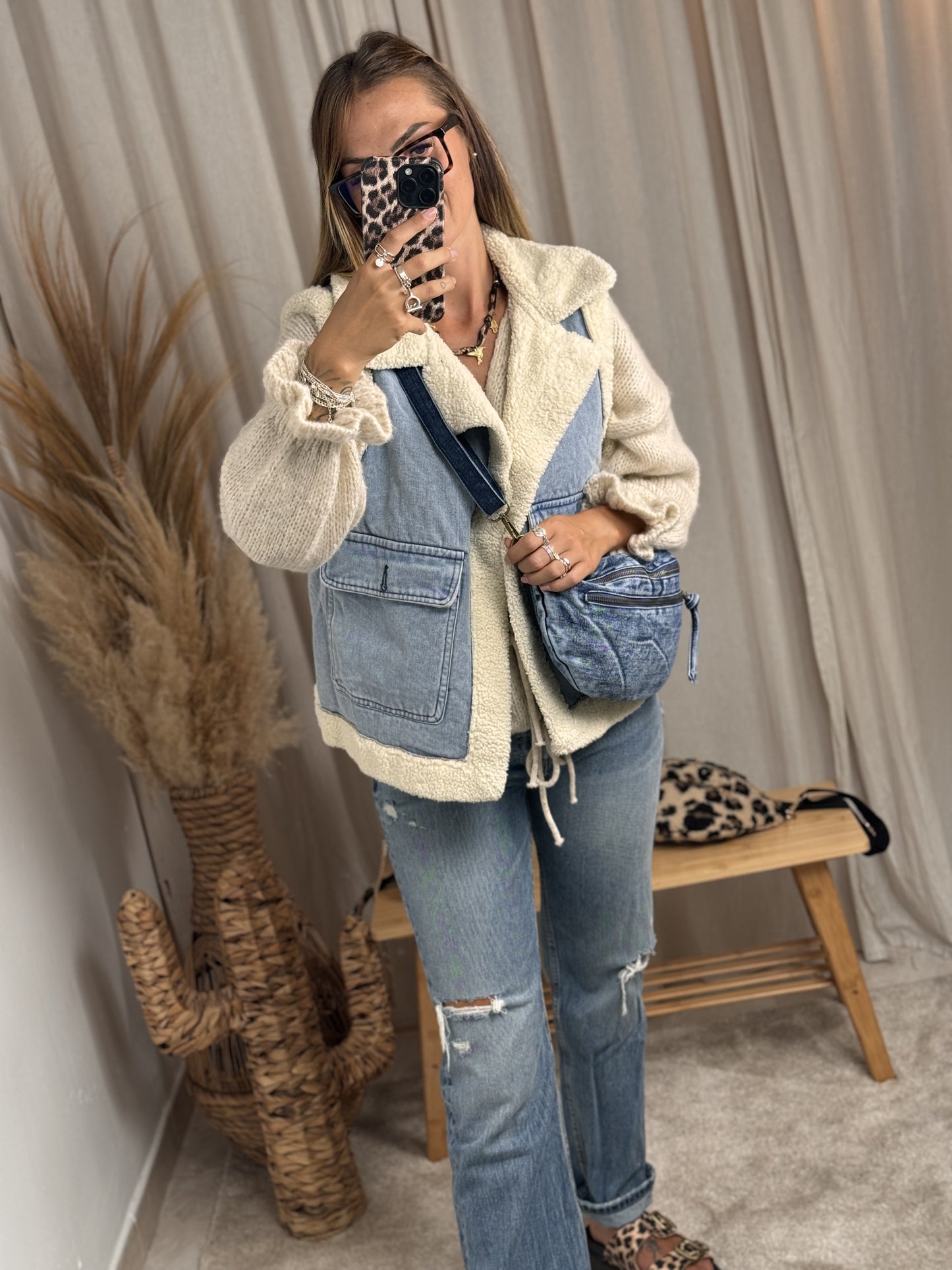 VESTE SANS MANCHES TEDDY JEANS