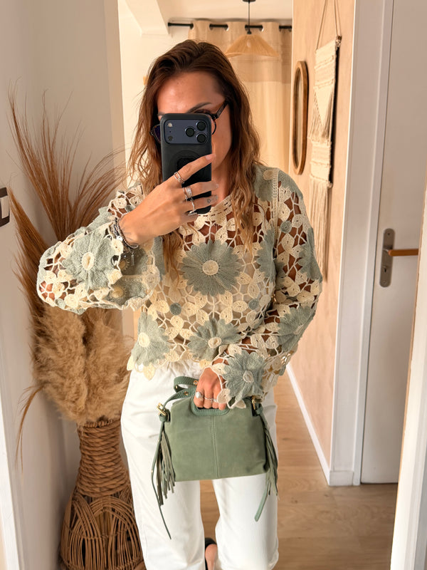 Top crochet I Vert sauge