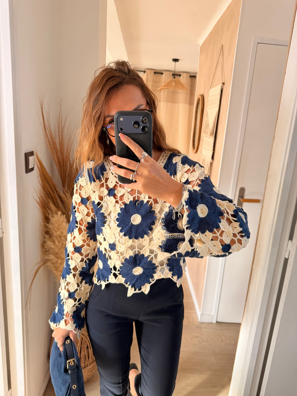Top crochet I Bleu