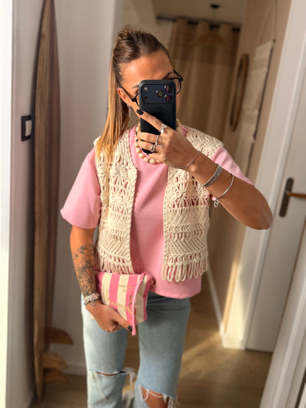 Gilet I crochet beige