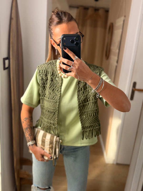 Gilet I crochet kaki