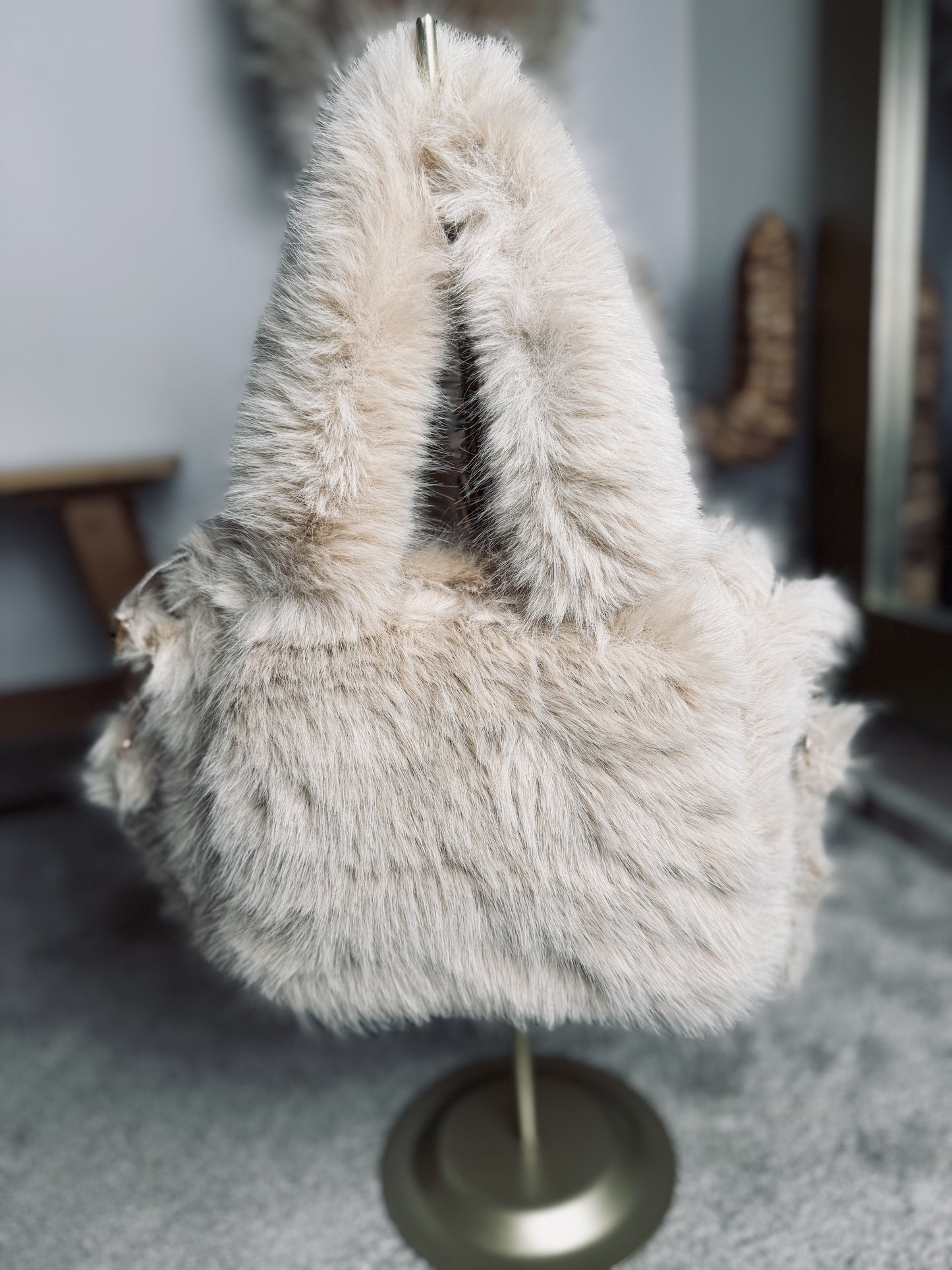 SAC FAUSSE FOURRURE BEIGE