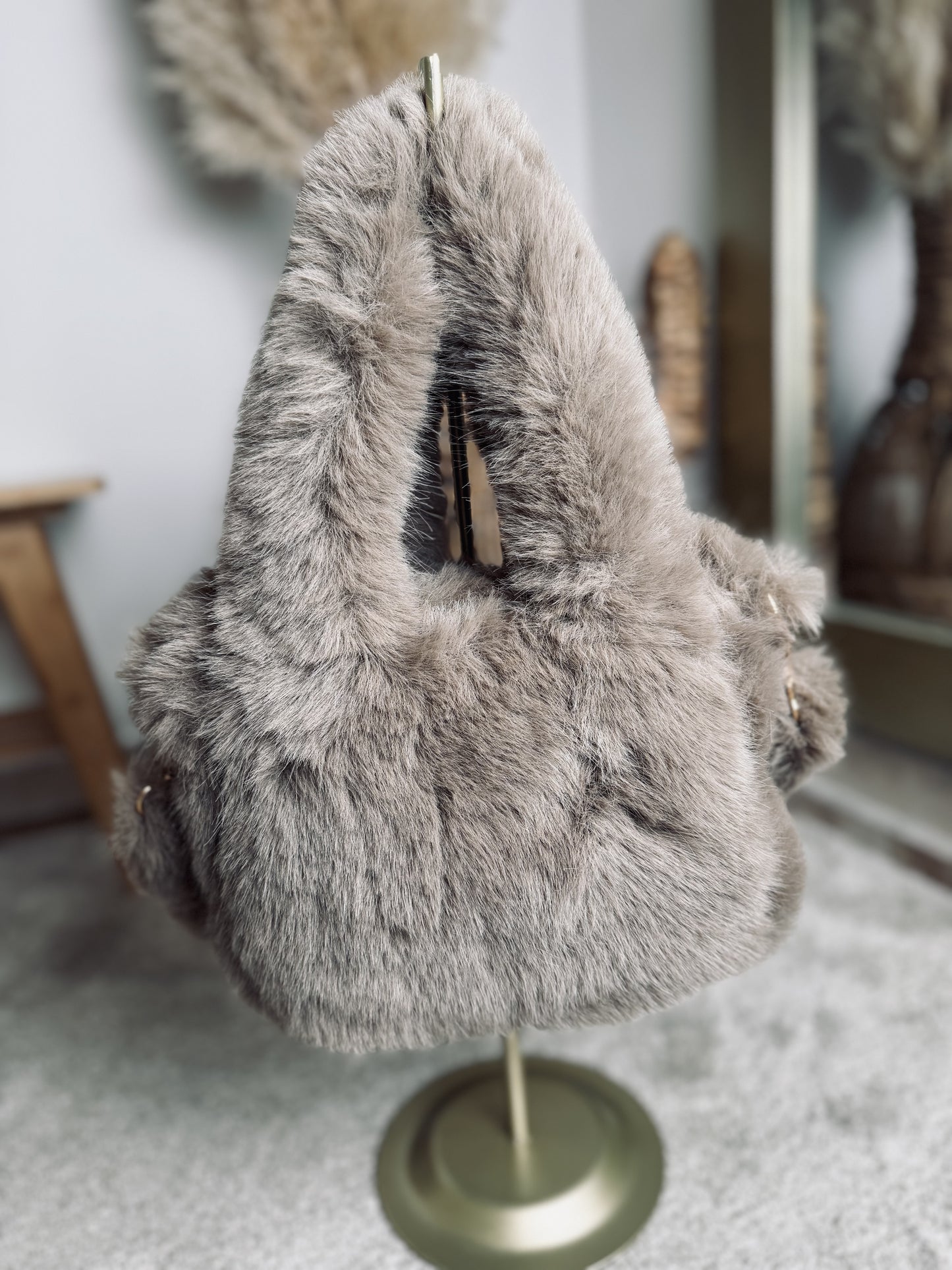 SAC FAUSSE FOURRURE TAUPE