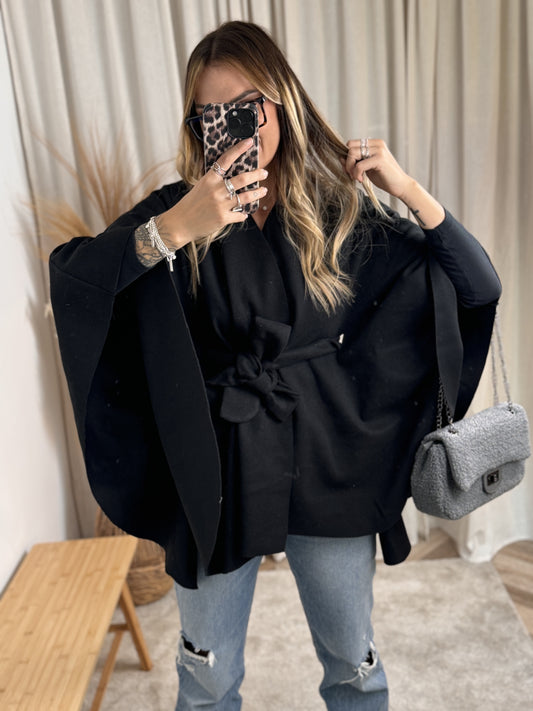 VESTE CAPE PONCHO NOIR