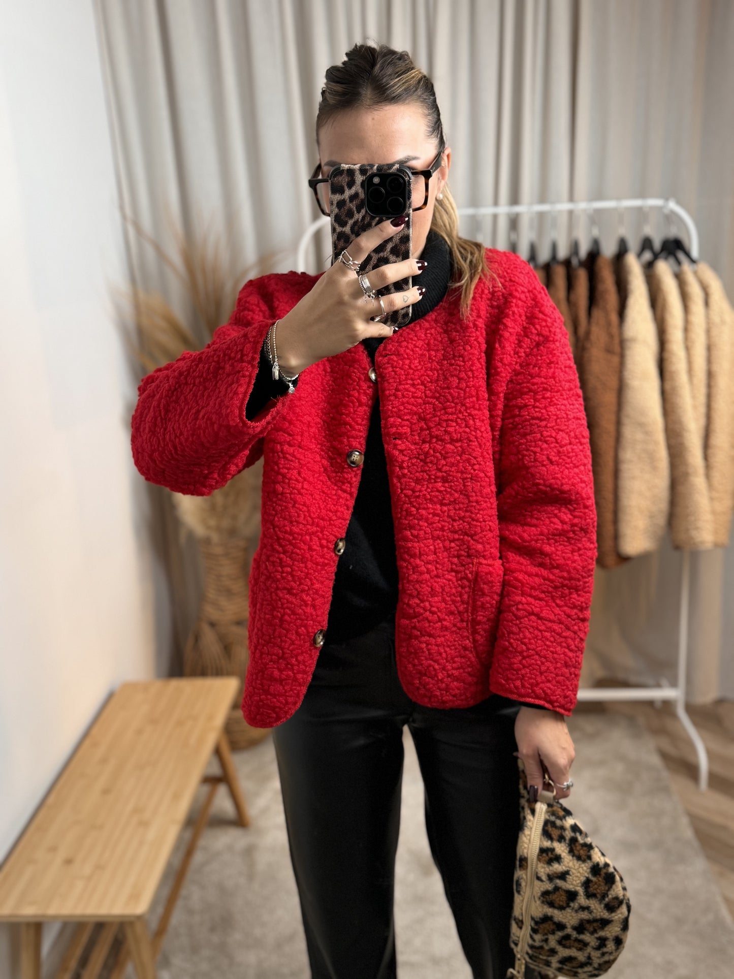 GILET TEDDY ROUGE