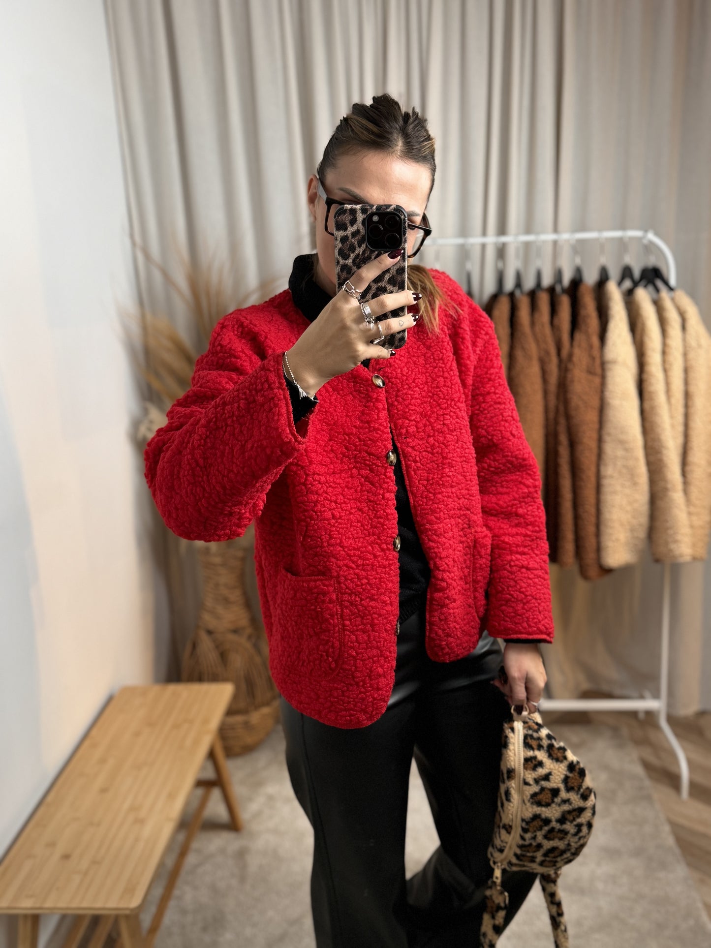 GILET TEDDY ROUGE