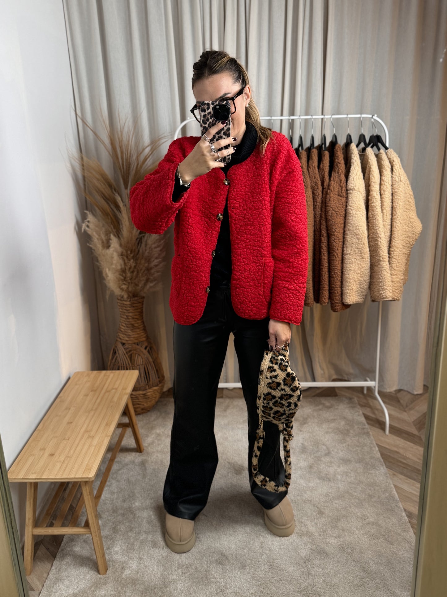 GILET TEDDY ROUGE