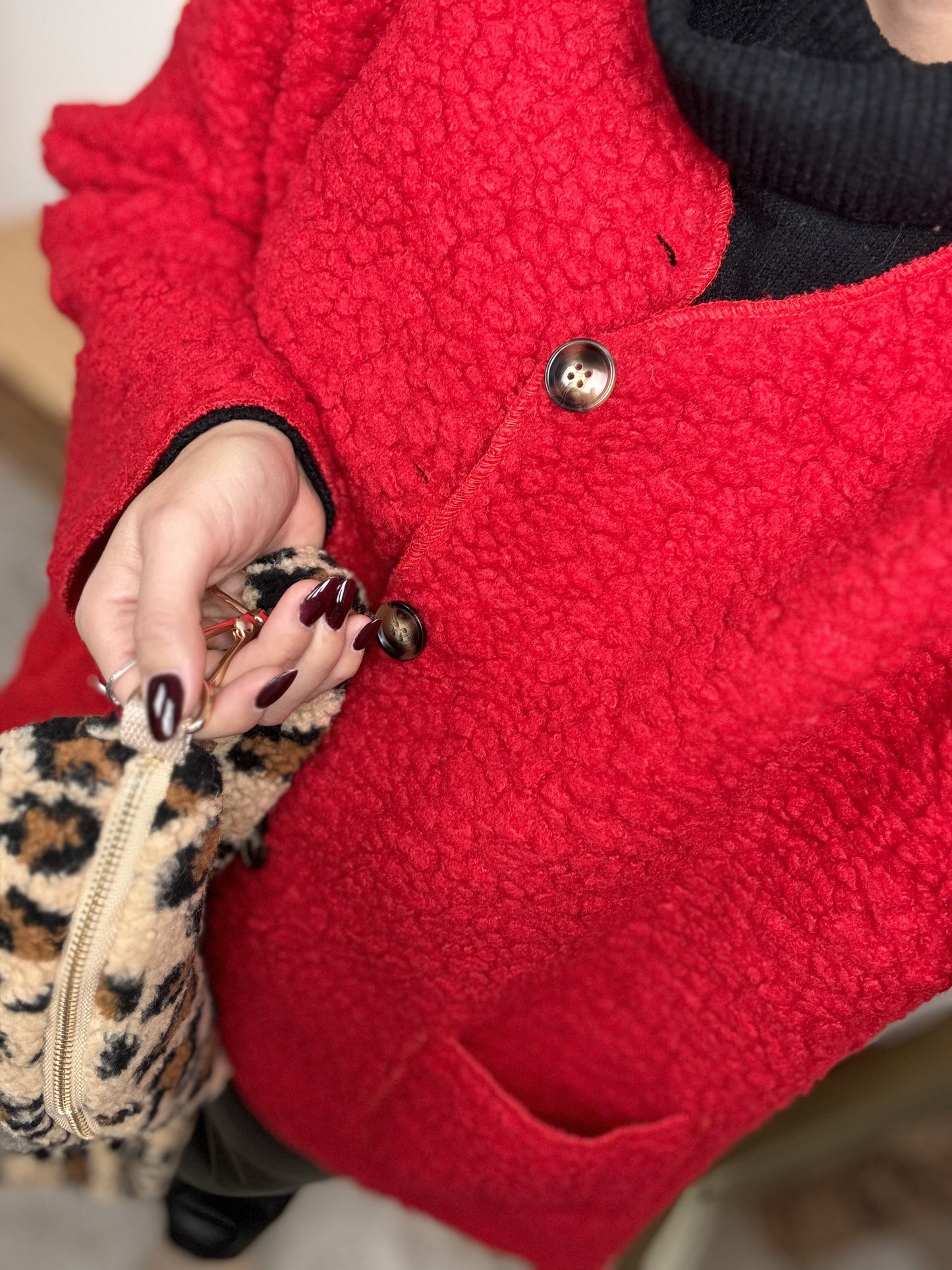 GILET TEDDY ROUGE