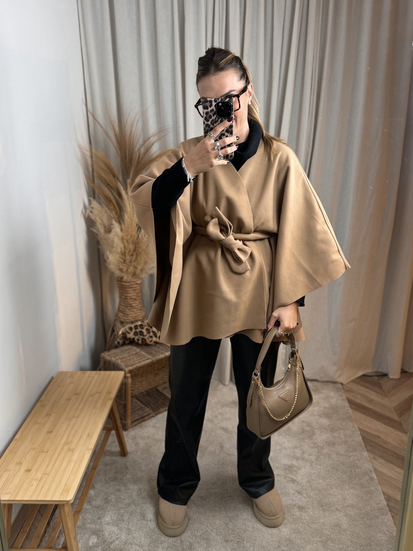 VESTE CAPE PONCHO CAMEL