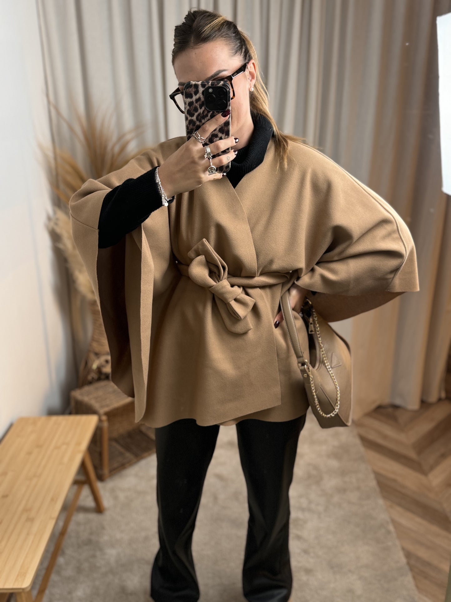 VESTE CAPE PONCHO CAMEL