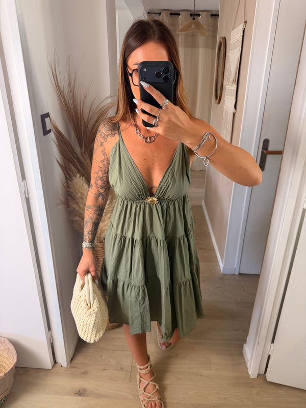 Robe courte I Flora kaki