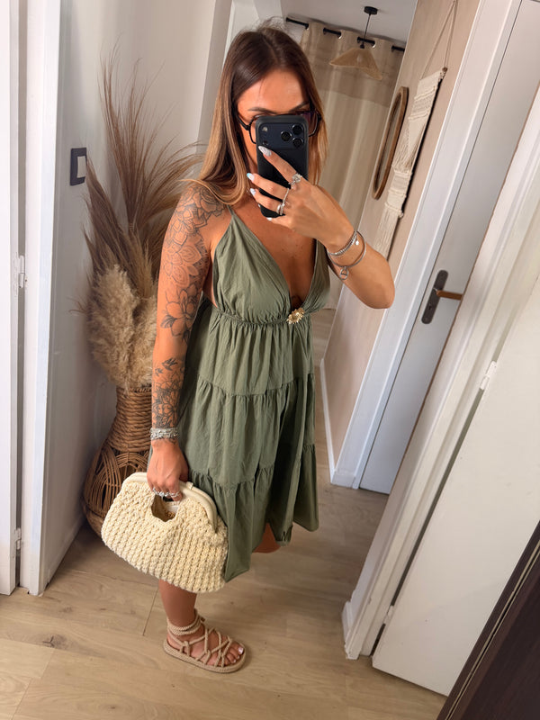 Robe courte I Flora kaki
