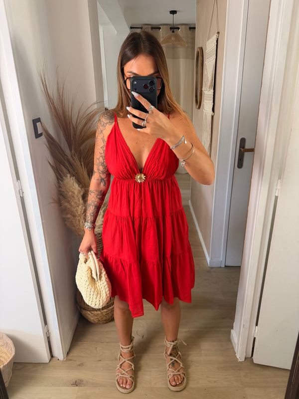 Robe courte I Flora rouge