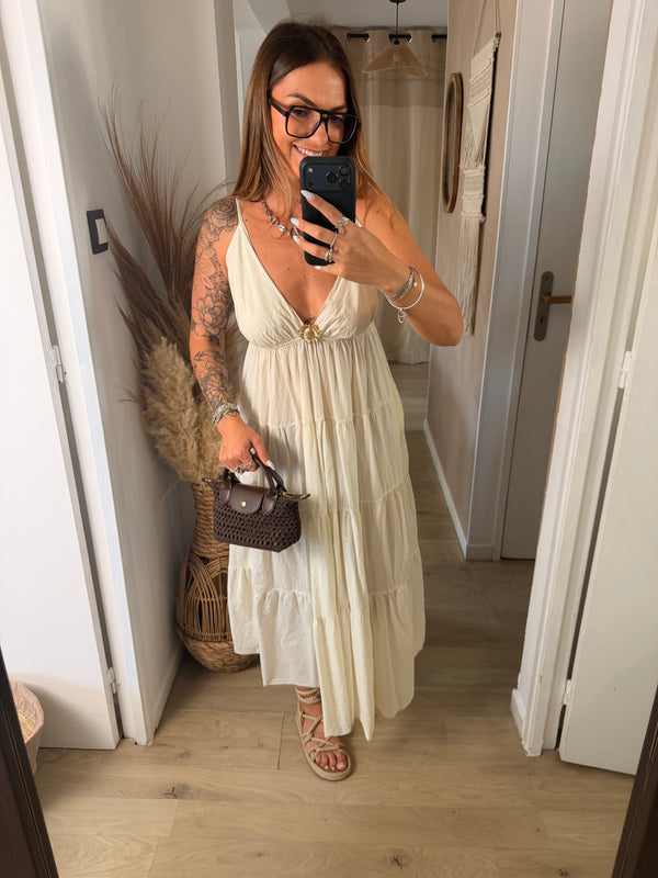 Robe longue I Flora beige
