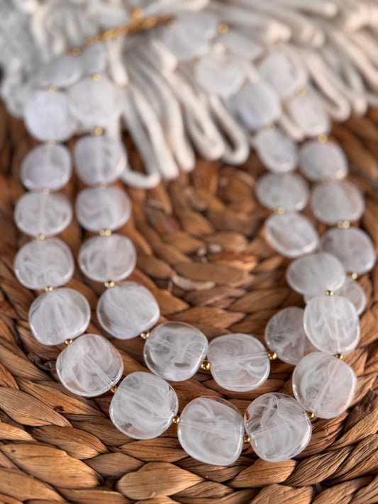 COLLIER PERLES BLANC