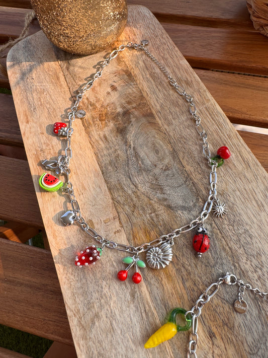 COLLIER CHARMS ARGENTÉ 🐞☀️