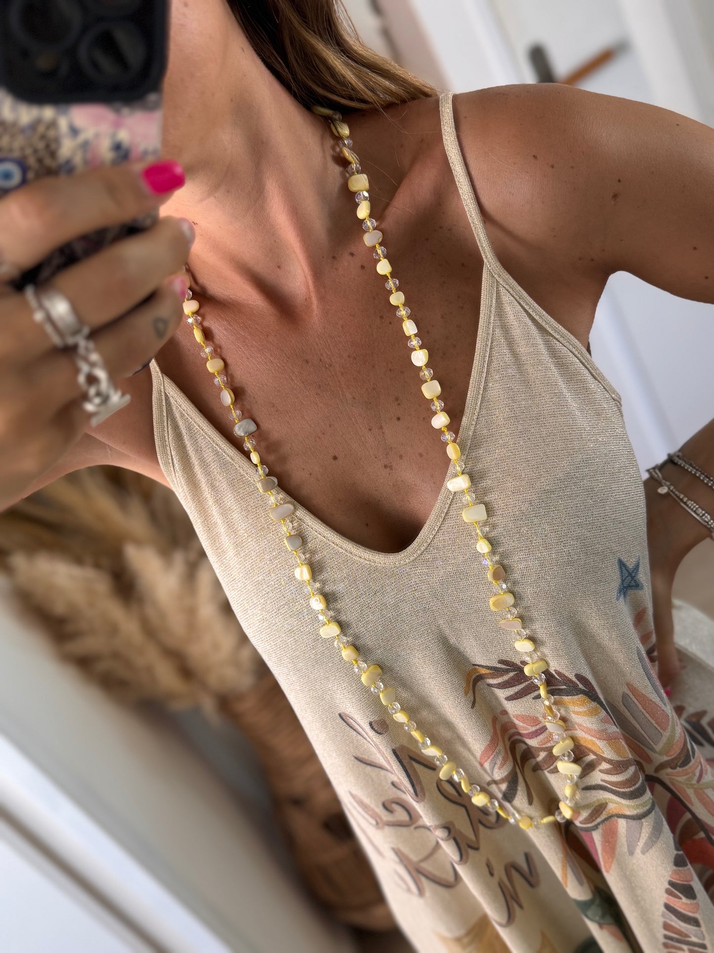 COLLIER SAUTOIR JAUNE